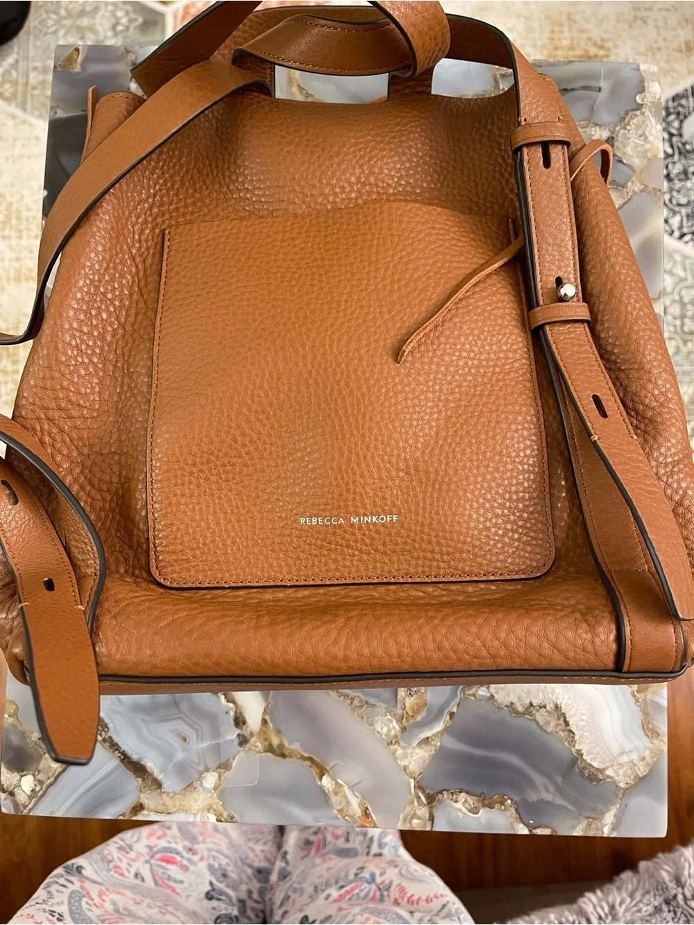 Rebecca Minkoff Pebbled Leather Backpack in Cognac